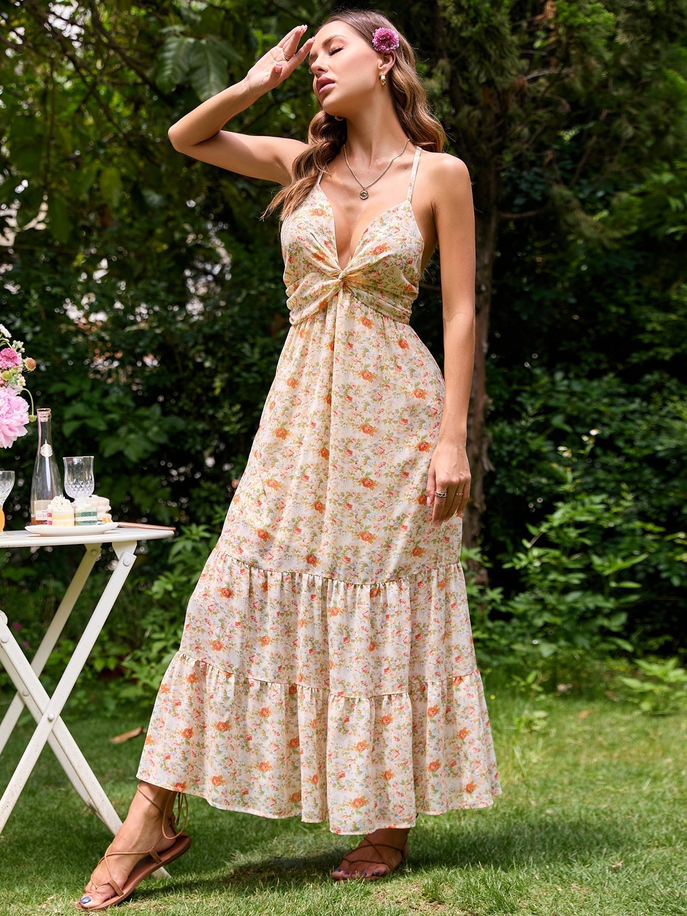 Loved By You Flower Midi Dress Blush