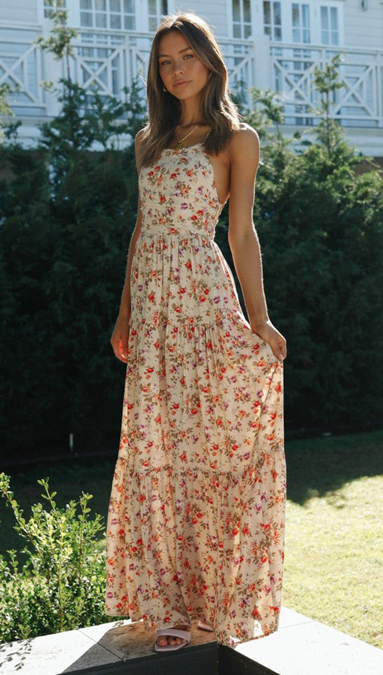 List Goes On Flower Tiered Tassel Midi Dress