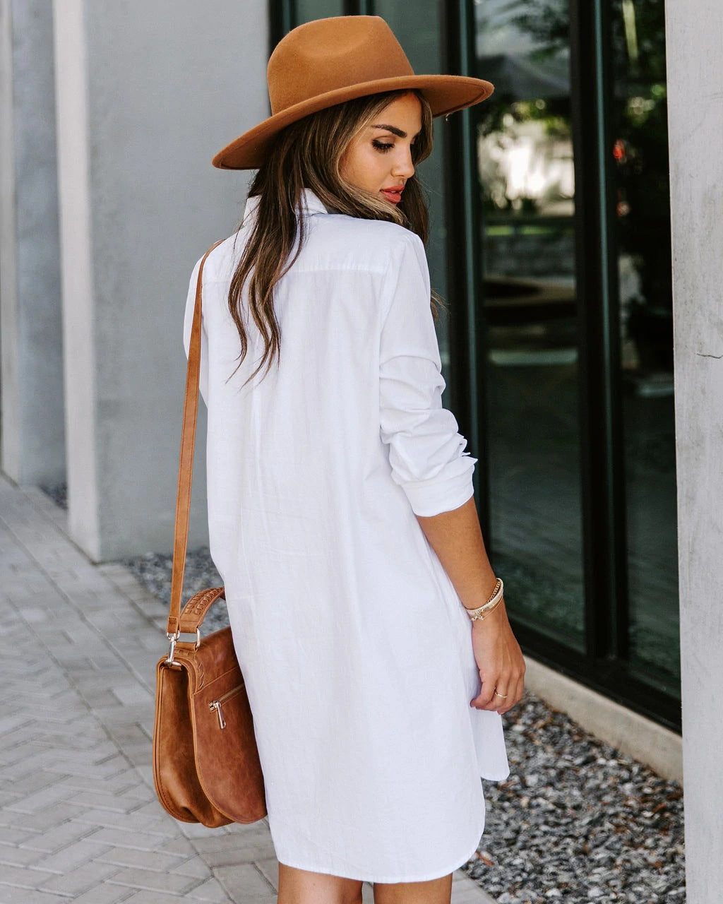 Cotton Harmony Button Down Shirt Dress White