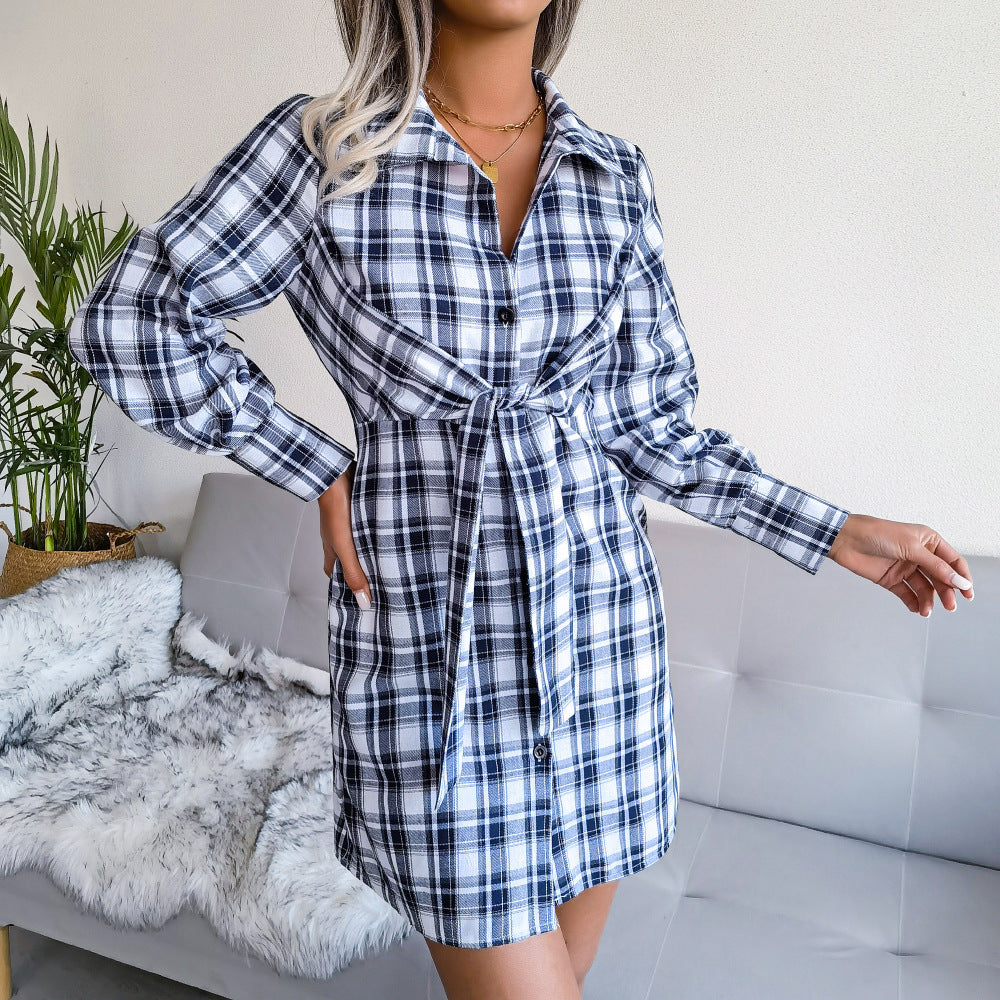 Cotton Klay Plaid Button Down Shirt Dress FINAL
