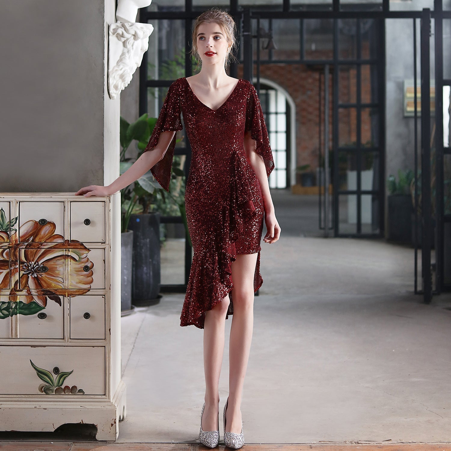 Evening Cocktail Colorful Sequin Short Dress Party Gathering Small Dress Fairy