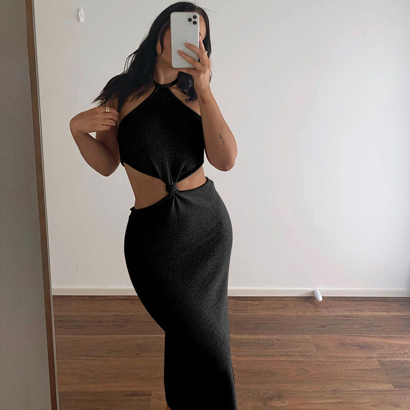 Cotton Rita Cutout Halter Midi Dress