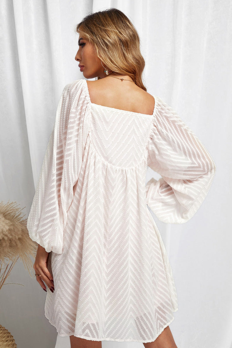 Gingham Silverado Babydoll Dress Off White