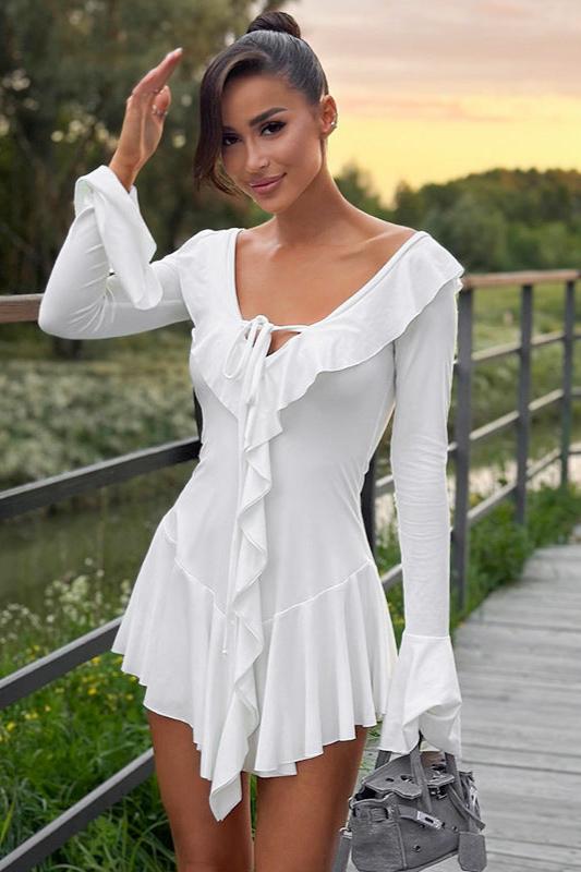 Charm Sienna Ruffled Bell Sleeve Mini Dress
