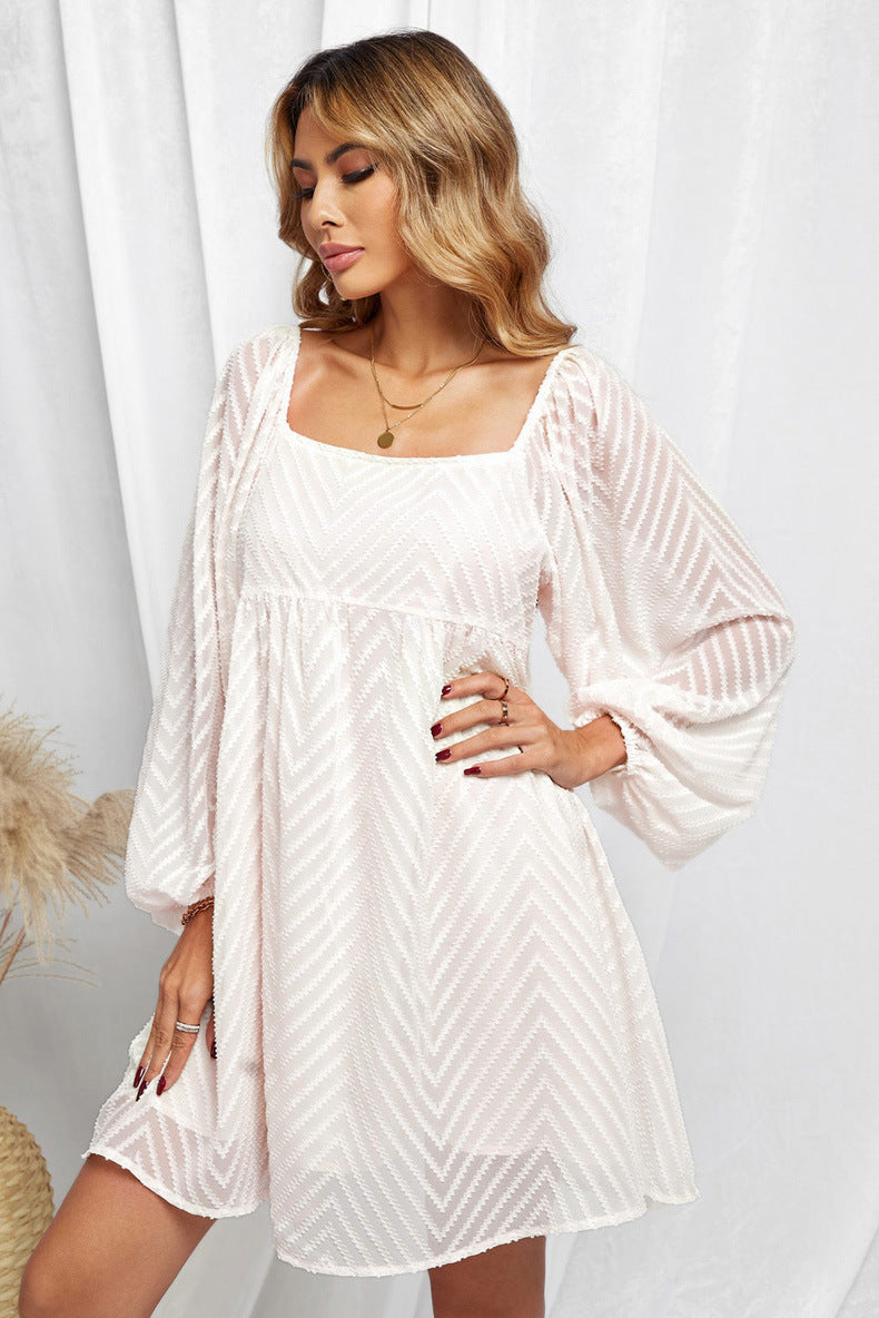 Gingham Silverado Babydoll Dress Off White