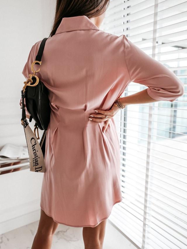 Cotton Harmony Button Down Shirt Dress Blush