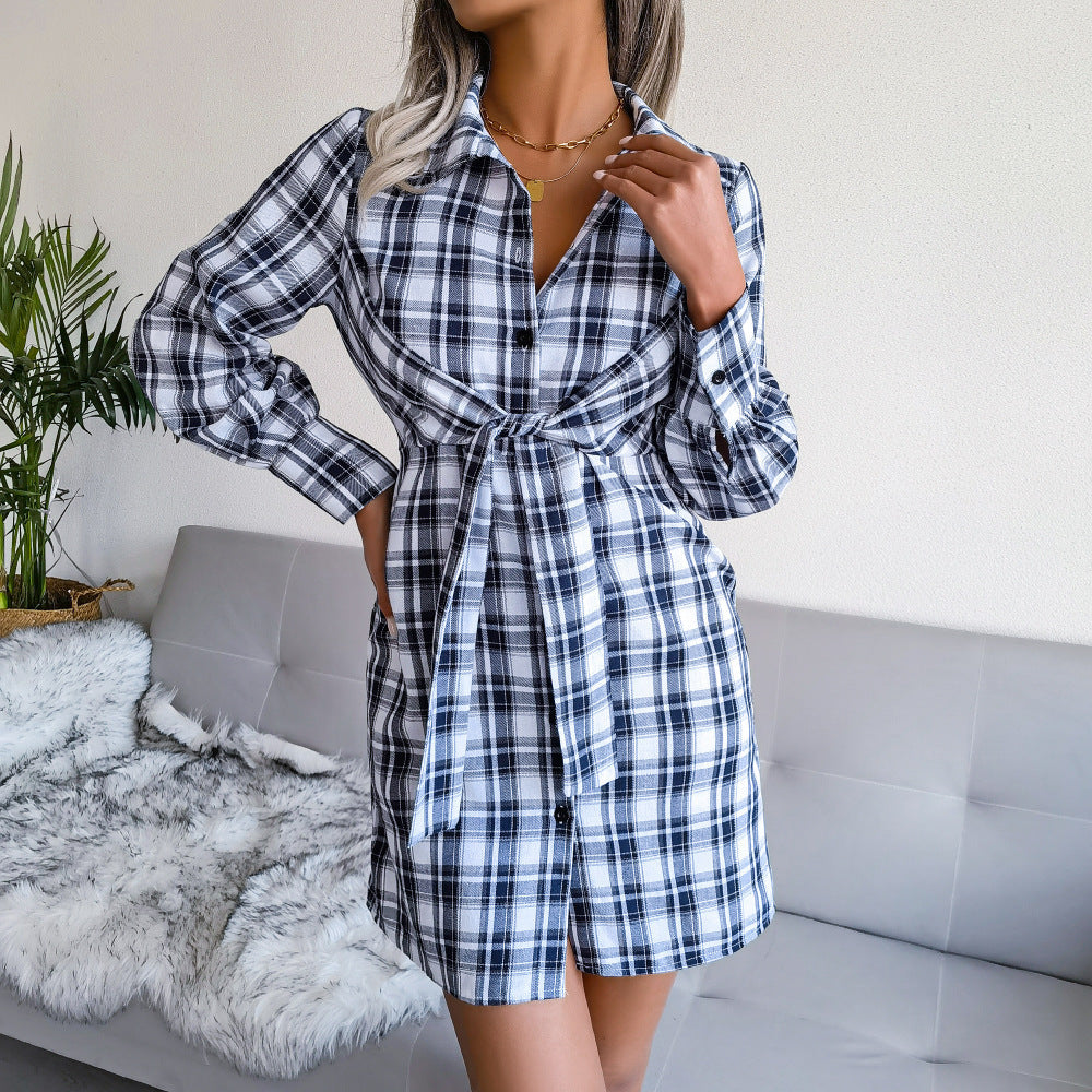 Cotton Klay Plaid Button Down Shirt Dress FINAL