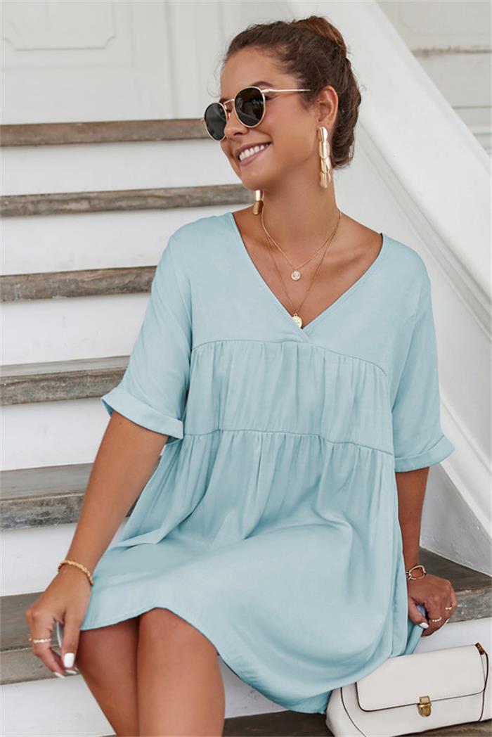 Cotton Nina Blend Pocketed Puff Sleeve Dress