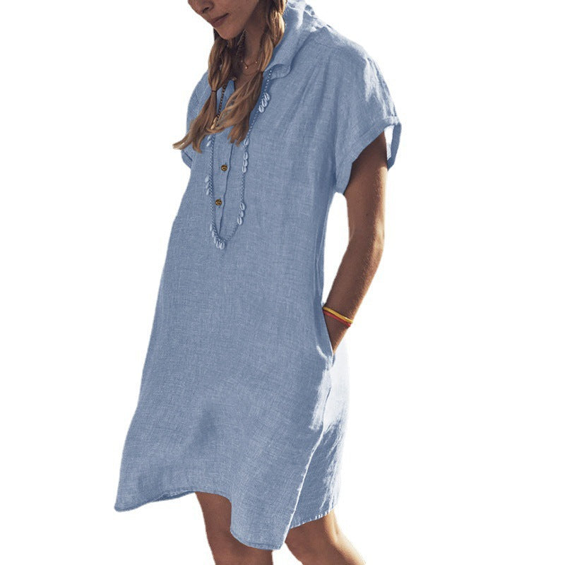 Cotton Dowling + Tencel Pocketed Chambray Shirt Dress
