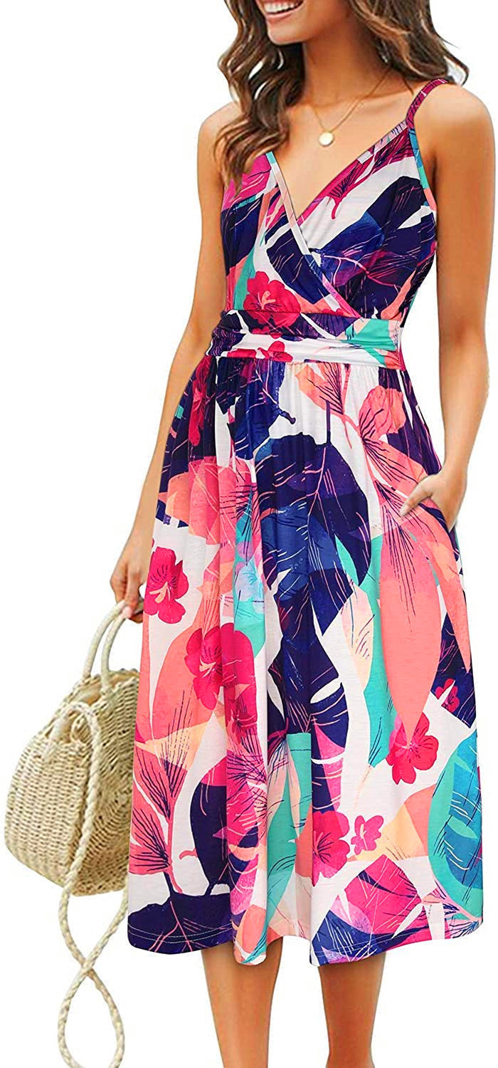 Koa Pocketed Flower Tiered Midi Dress