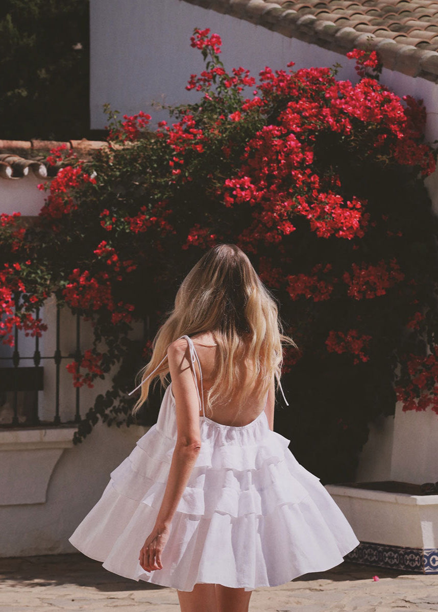 Whimsy Petal TieRed Ruffle Sundress