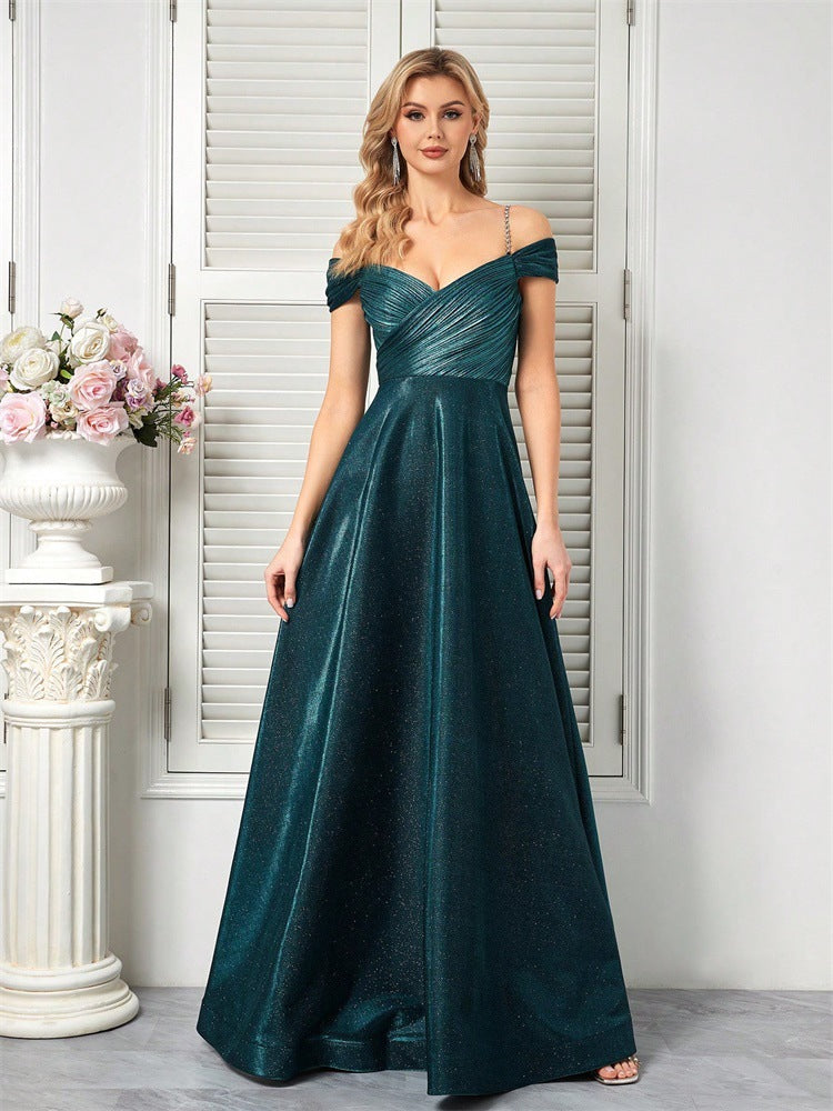 Graceful Spaghetti Strap Cross Stomach Blanket Formal Dinner Dress Suitable Wedding Dinner Prom Party