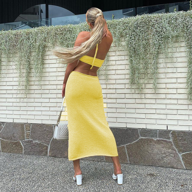 Cotton Rita Cutout Halter Midi Dress