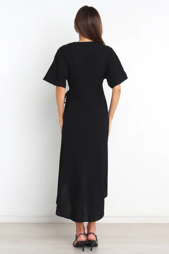 Move Bold Wrap Midi Dress Black