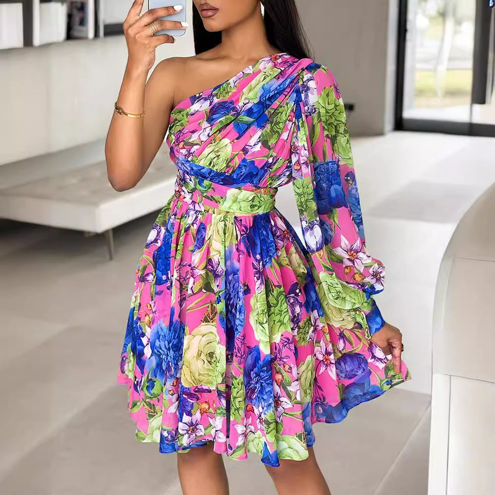 Teresa Timeless Women's Asymmetric Botanical Mini Dress Boutique Collection
