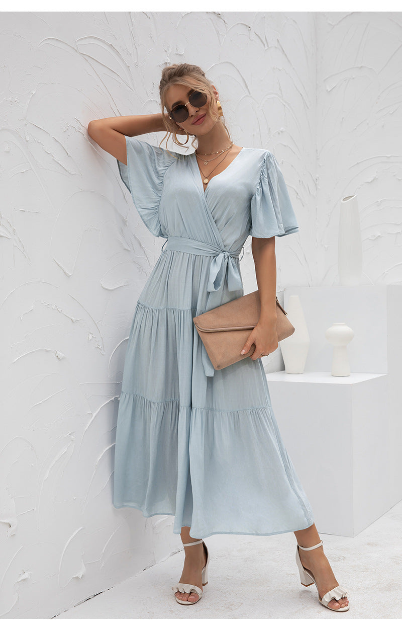 Tropez Saint Puff Sleeve Wrap Midi Dress