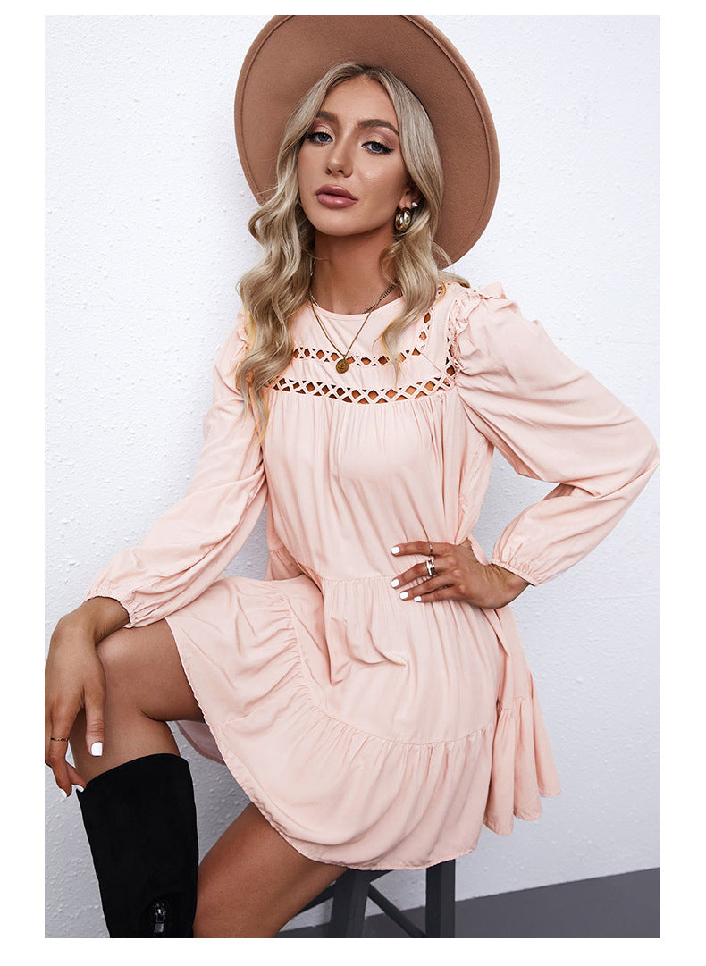 Pocketed Canyon Tiered Babydoll Dress Blush