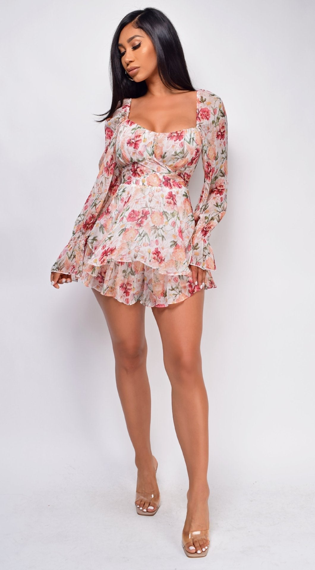 Esperanza Botanical Adjustable Balloon Sleeve Dress