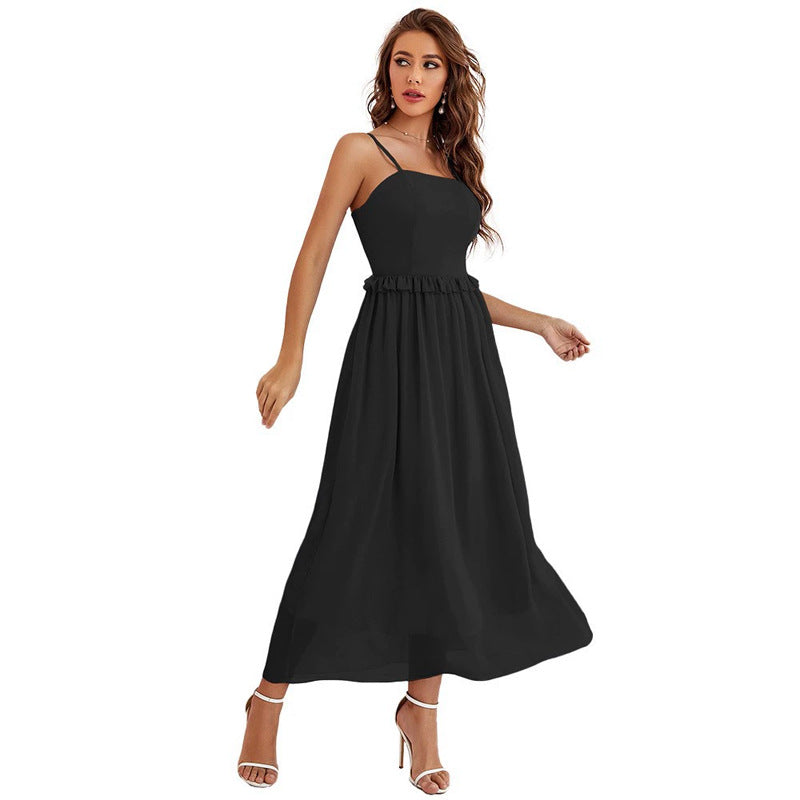 Women Clothing Summer Dress Attractive Sling Dress Sleeveless Mesh Maxi Dress