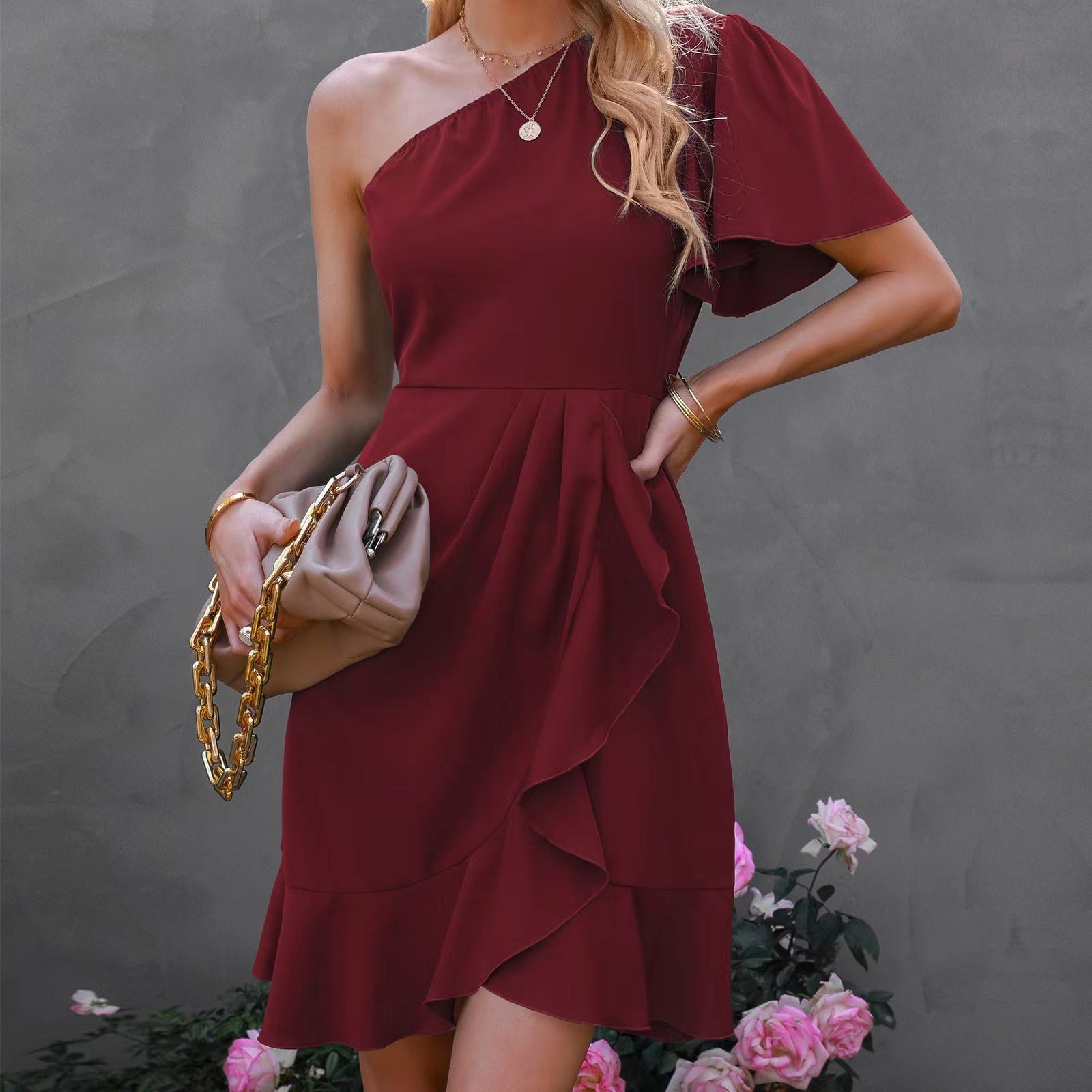 Timeless Donatella One Shoulder Mini Dress Designer Edit