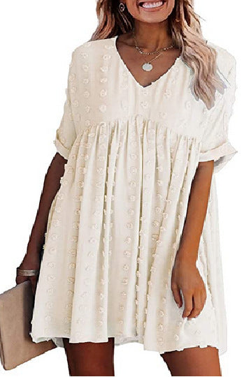 Polka Helga Dot Textured Babydoll Dress