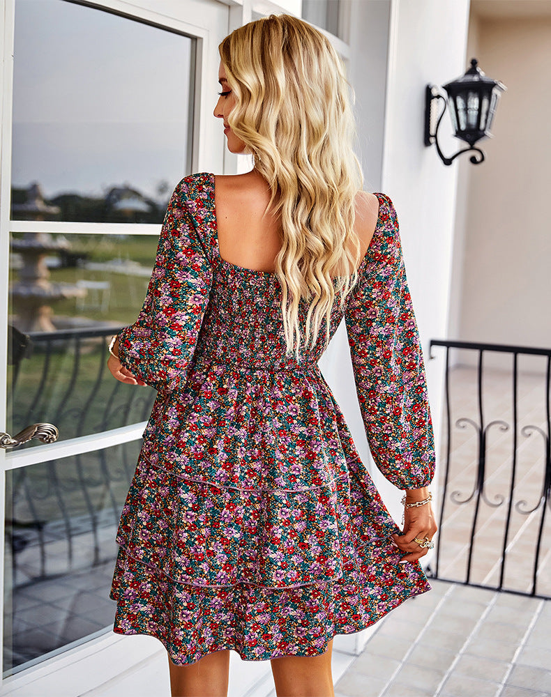 Salma Smocked Botanical Tiered Babydoll Dress