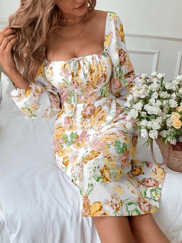Your Still Cotton Blend Puff Sleeve Babydoll Dress
