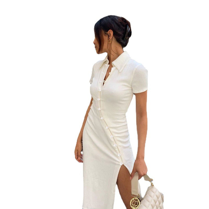 Sleeve Short Lapel Skinny Mini Dress