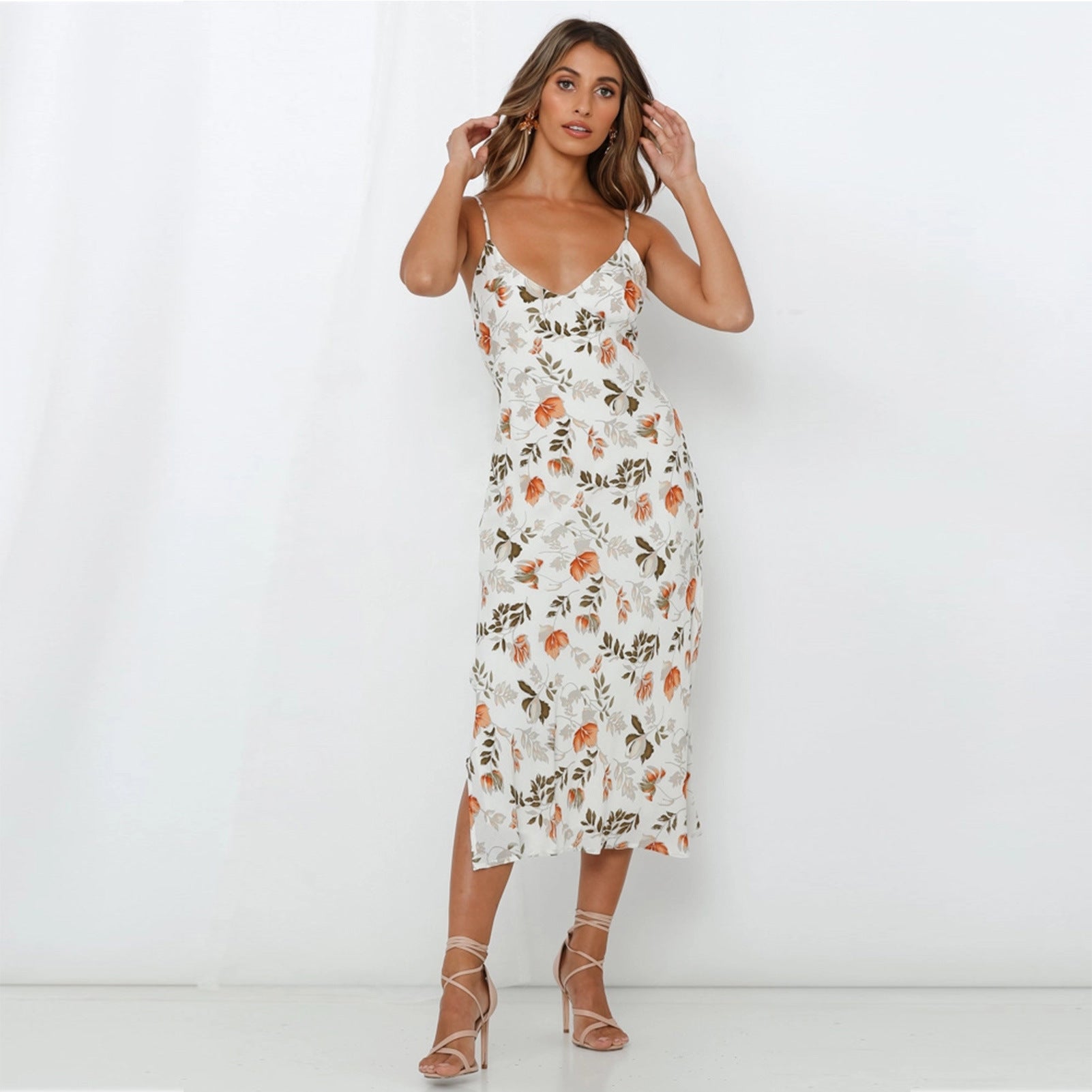Diedra Botanical Chiffon Midi Dress