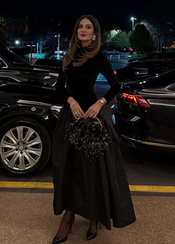 Velvet Elise & Taffeta Maxi Dress