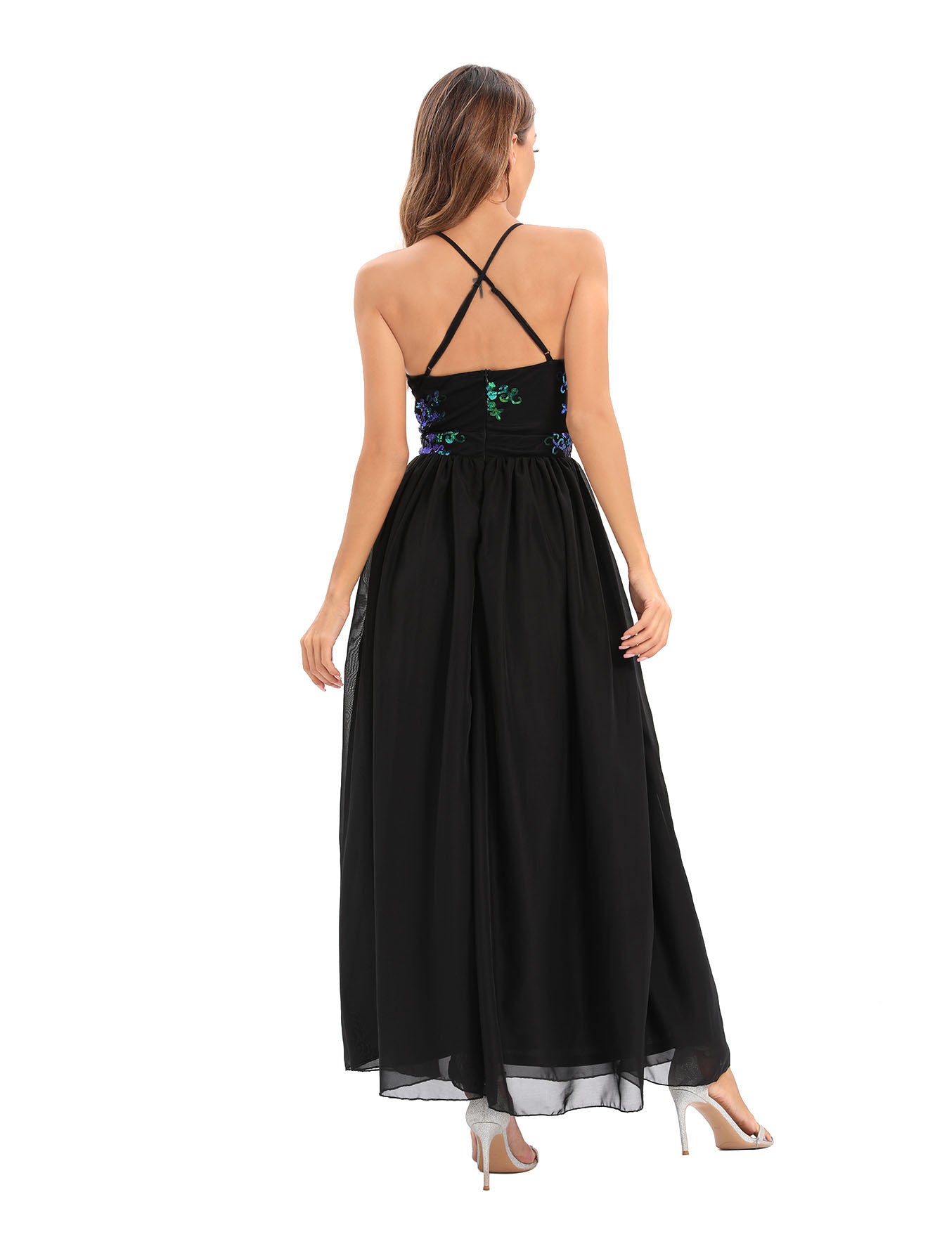 Chic Backless Spaghetti Straps Dress Women Clothing Maxi Dress Evening Dress