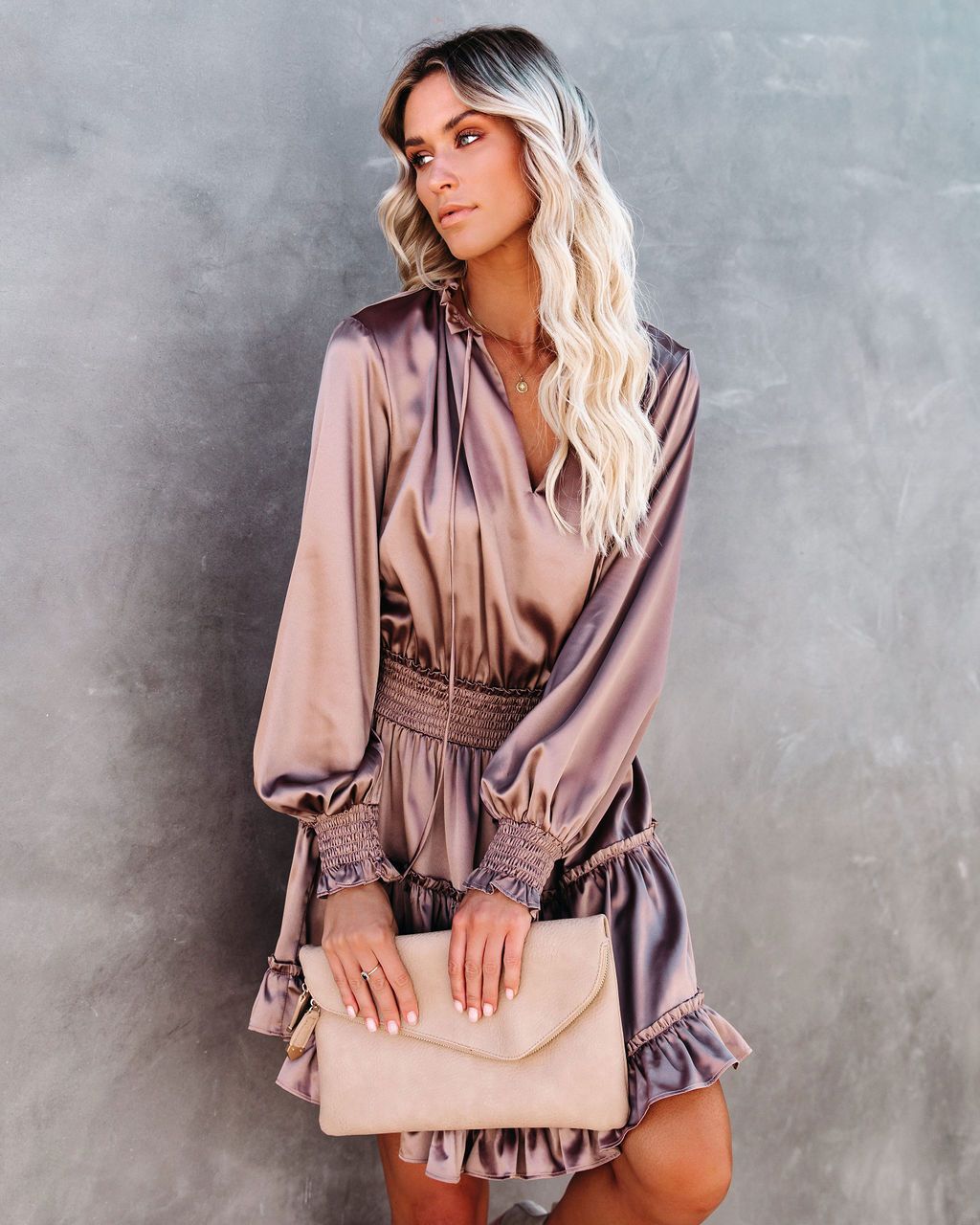 Satin Lena Midi Dress Champagne