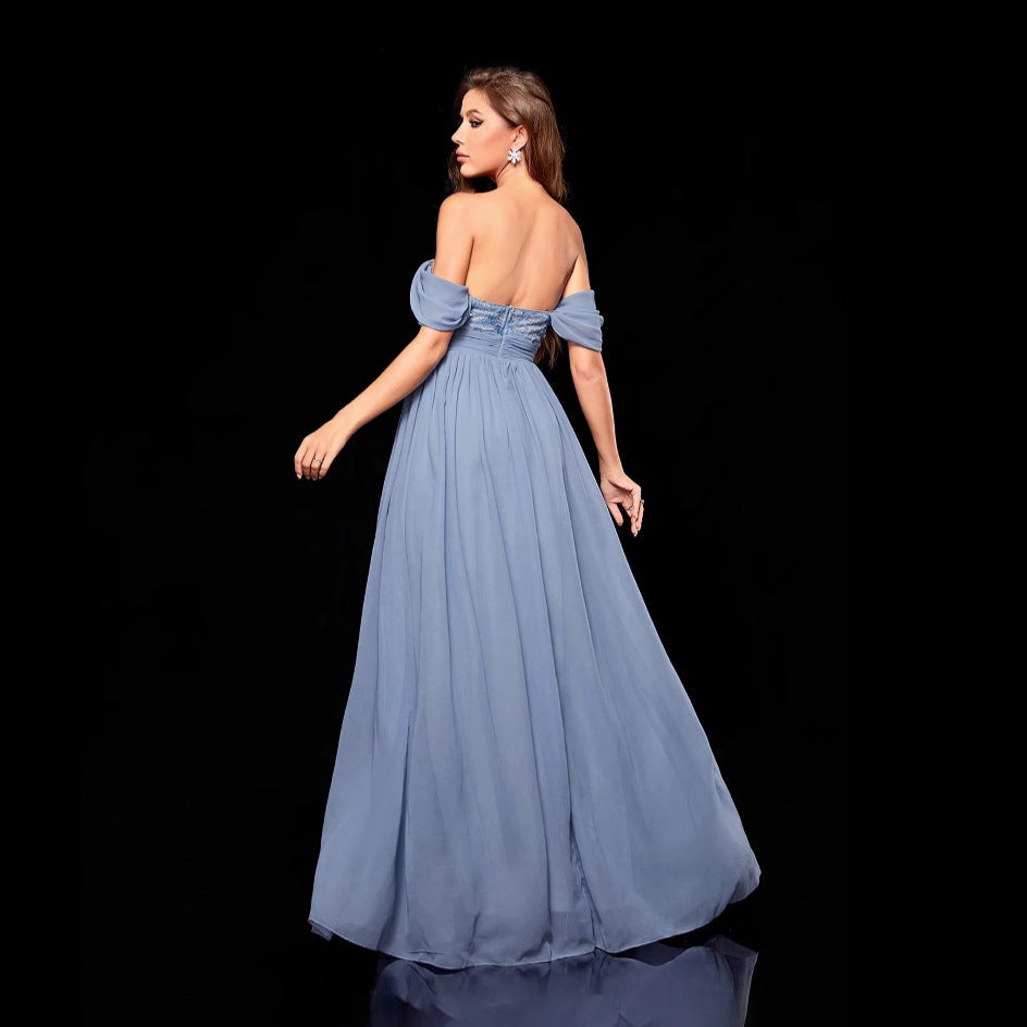 Shoulder Off Tube Top Evening Dress Annual Meeting Host Birthday Party Evening Dress for