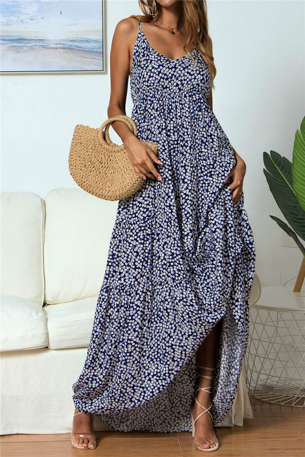 Trooper Flower Tie Strap Midi Dress FINAL