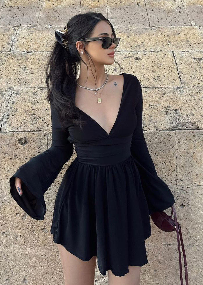 Long Amara Sleeve Wrap Mini Dress