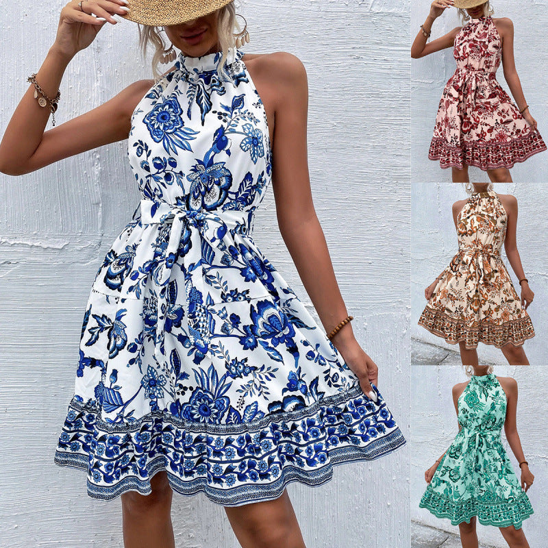 Paula Luxe Women's Flower Halter Back Mini Dress Elevated Occasion Wear