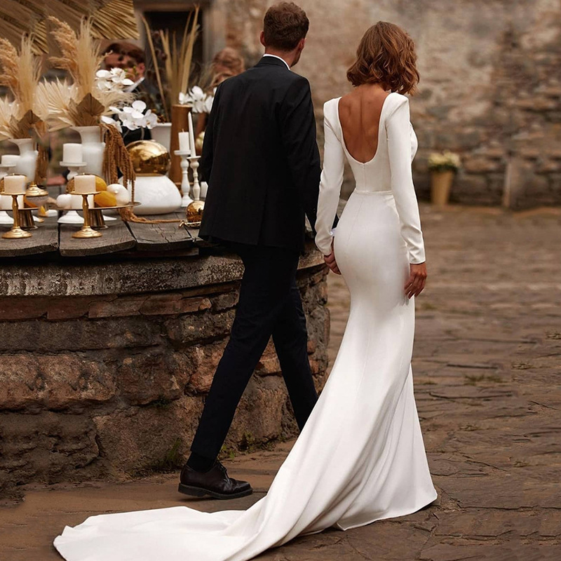 Rafaela Elevated Wedding Dress with Square Neckline and Extended Sleeves Chic Silhouette Collection