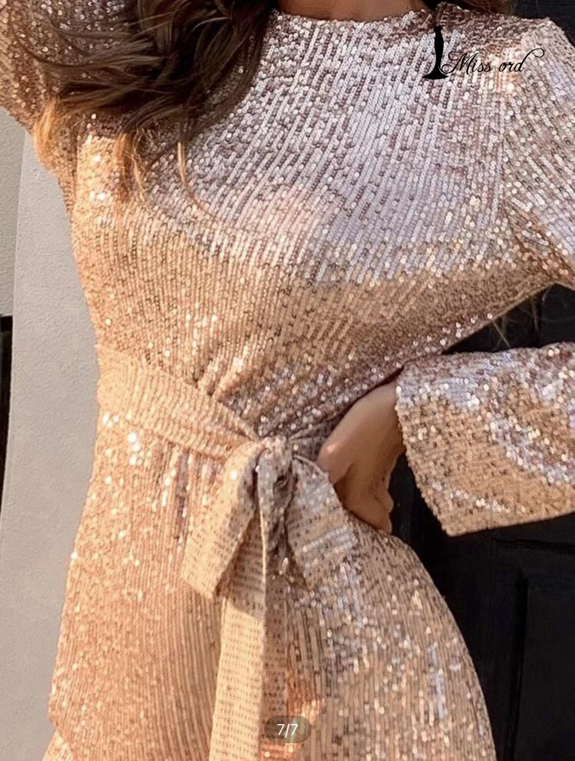 A Be Doll Sequin Tie Dress Champagne FINAL