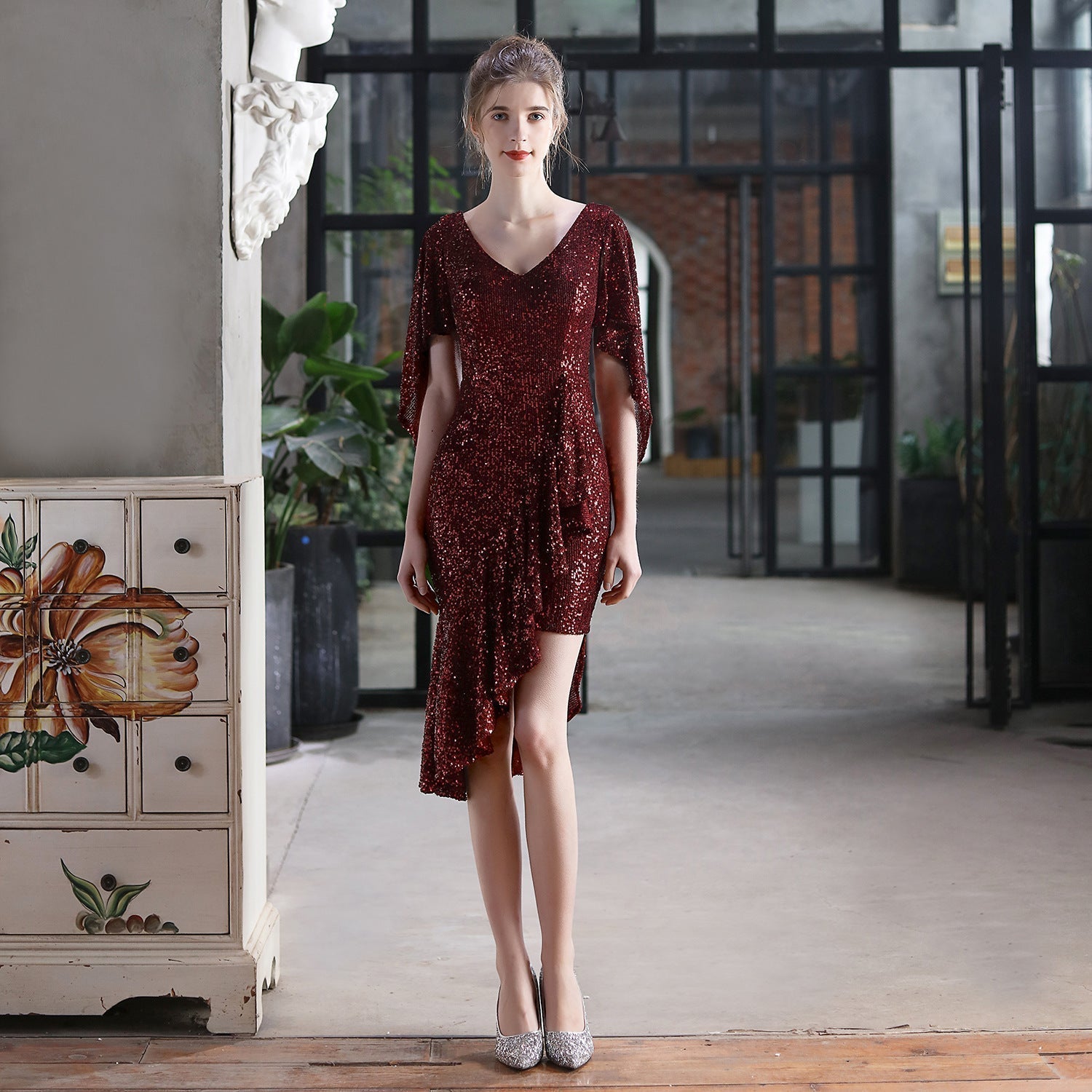 Evening Cocktail Colorful Sequin Short Dress Party Gathering Small Dress Fairy