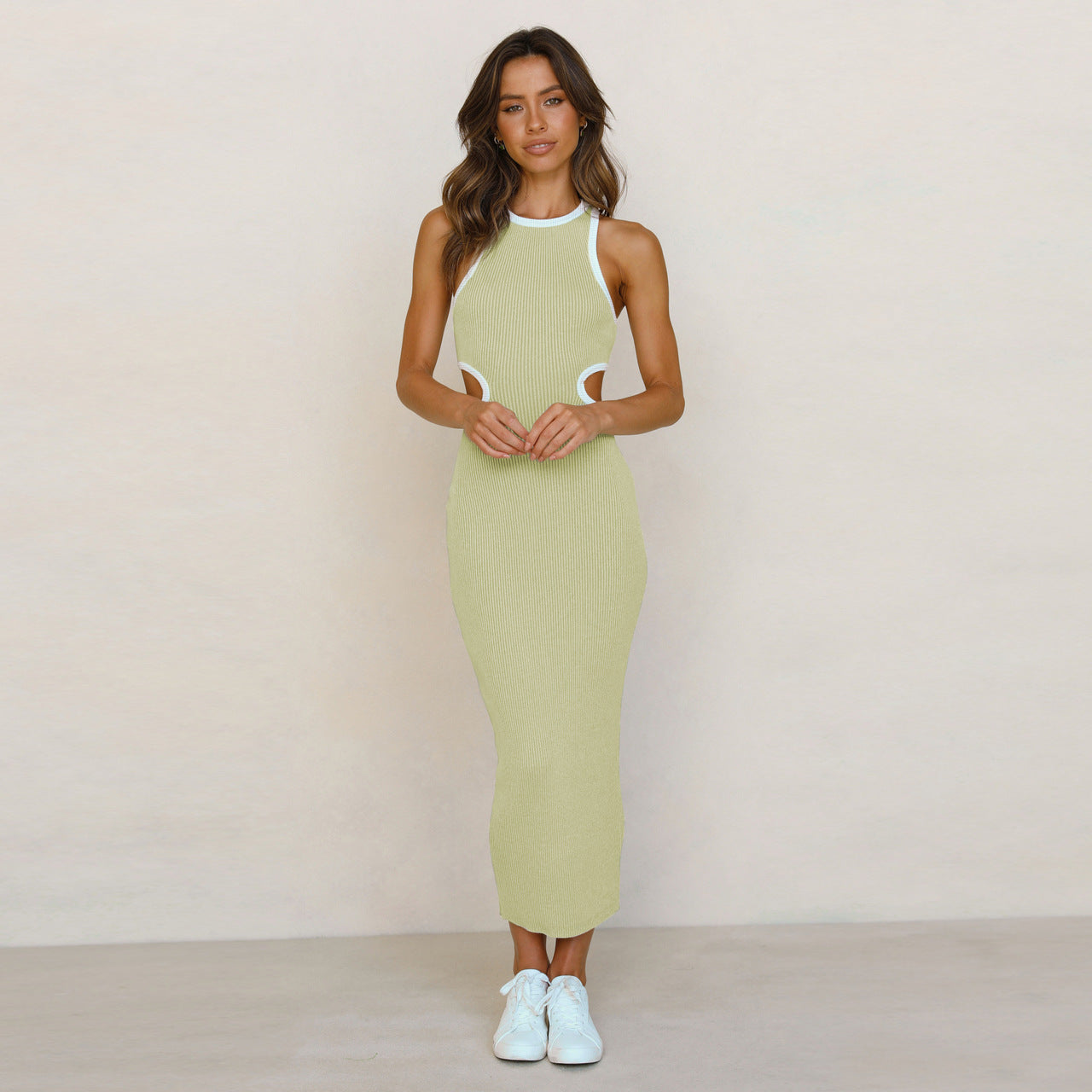 Ribbed Kajus Cutout Knit Midi Dress