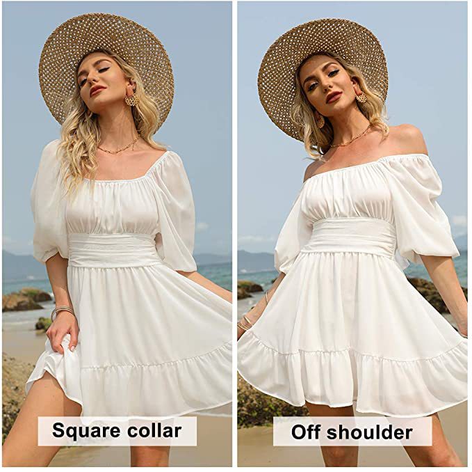 Gathered Blythe Puff Sleeve Dress White