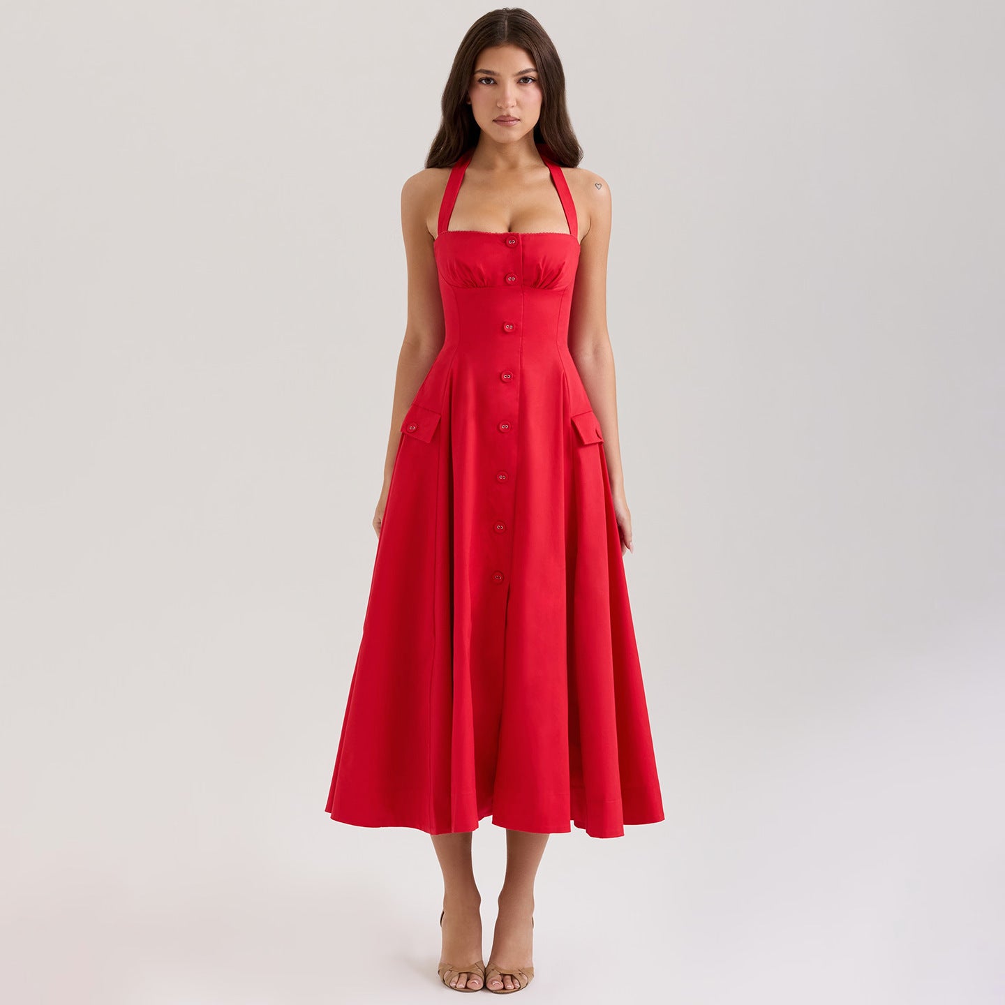 Midi Carnes Dress Red