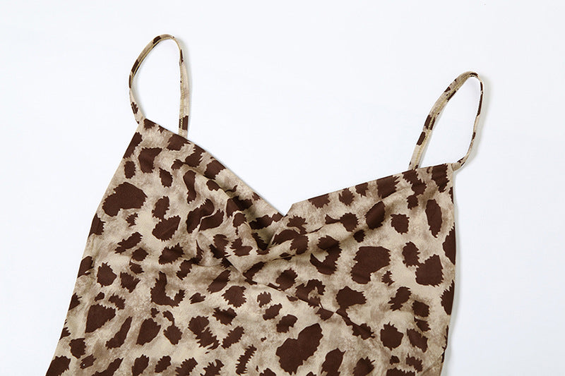 Aura Leopard Midi Dress Brown