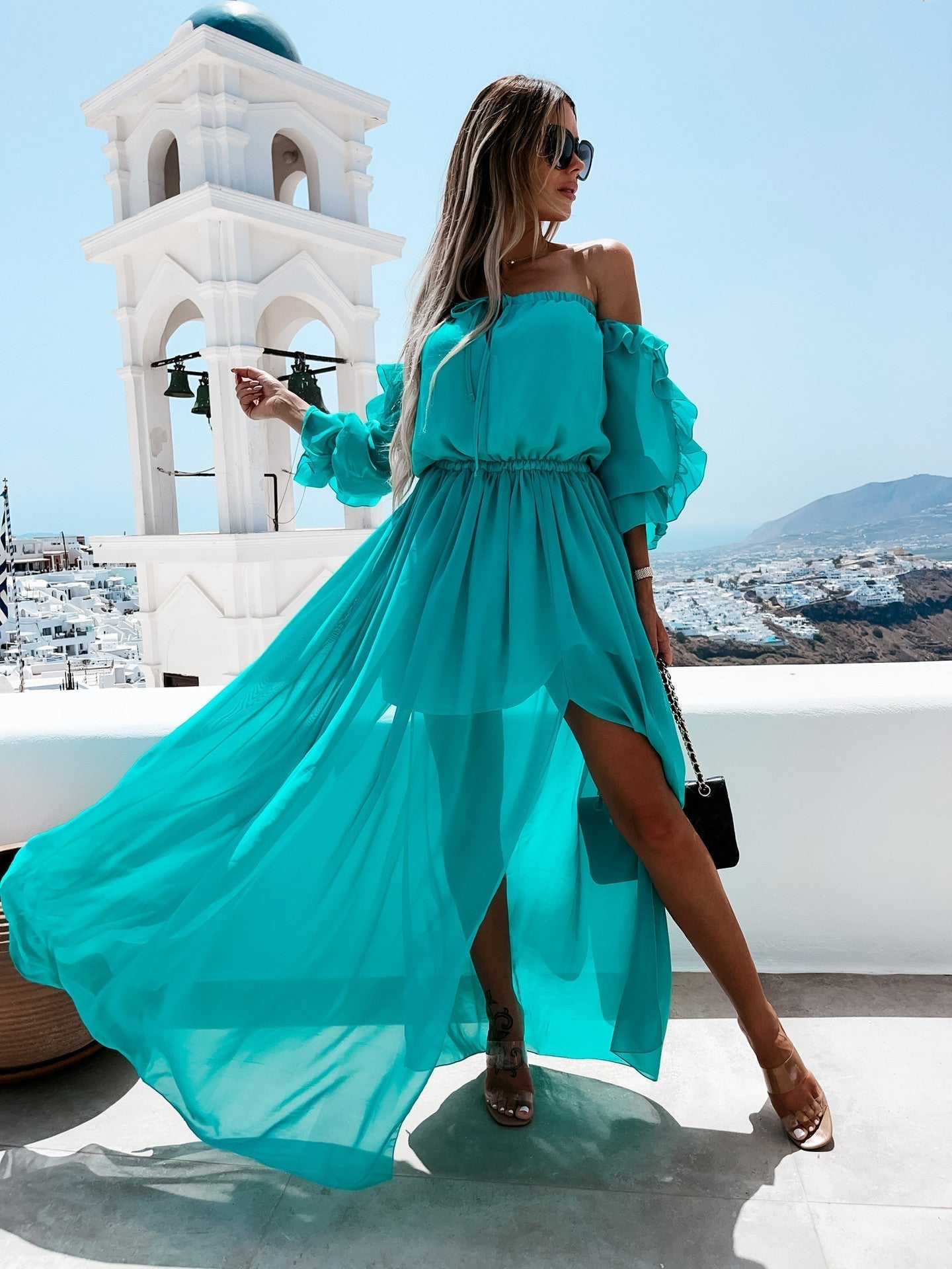 Peacekeeper Off The Shoulder Midi Dress Cozy Sage
