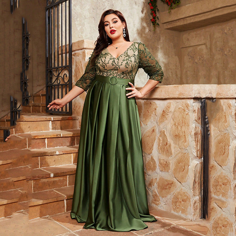 Plus Size Evening Dress Affordable Luxury Niche Senior Stylish Personalized Graceful Green Evening Dress for