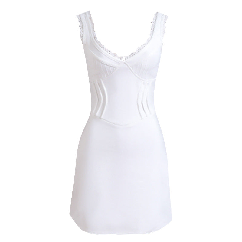 Short Pure Lace Sling A line Dress French Dress Autumn