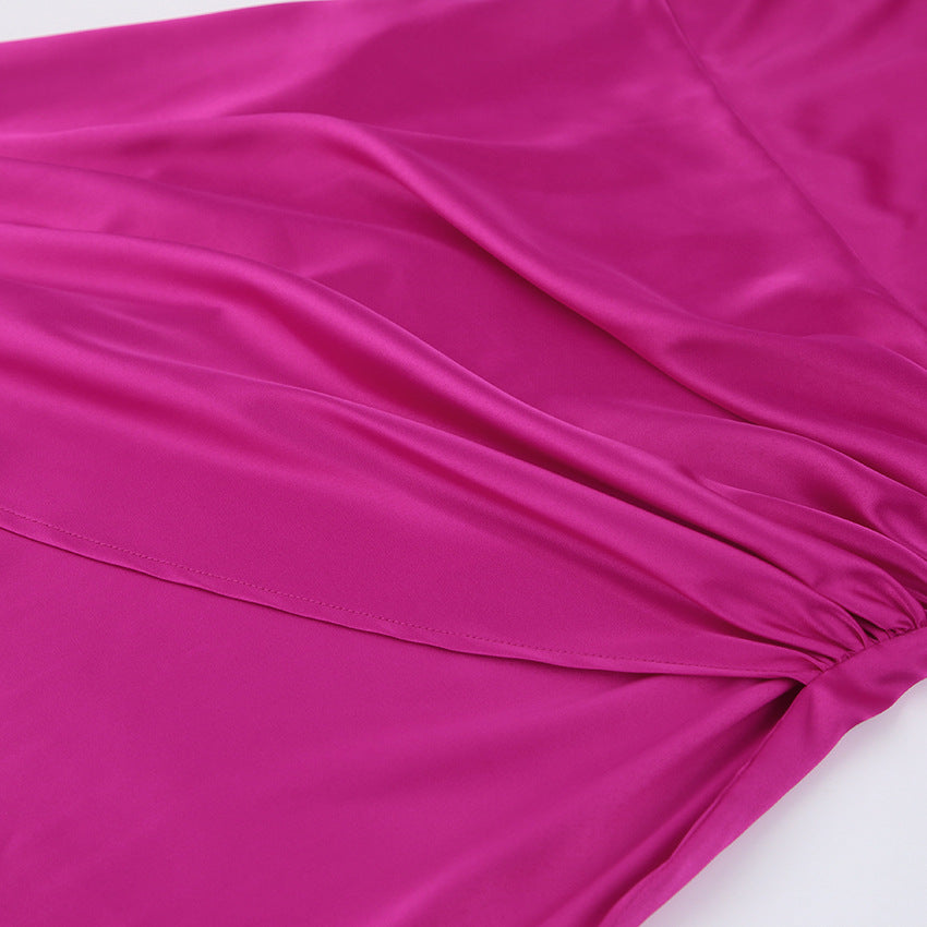 Satin Didi Drape Mini Dress Bright Fuchsia
