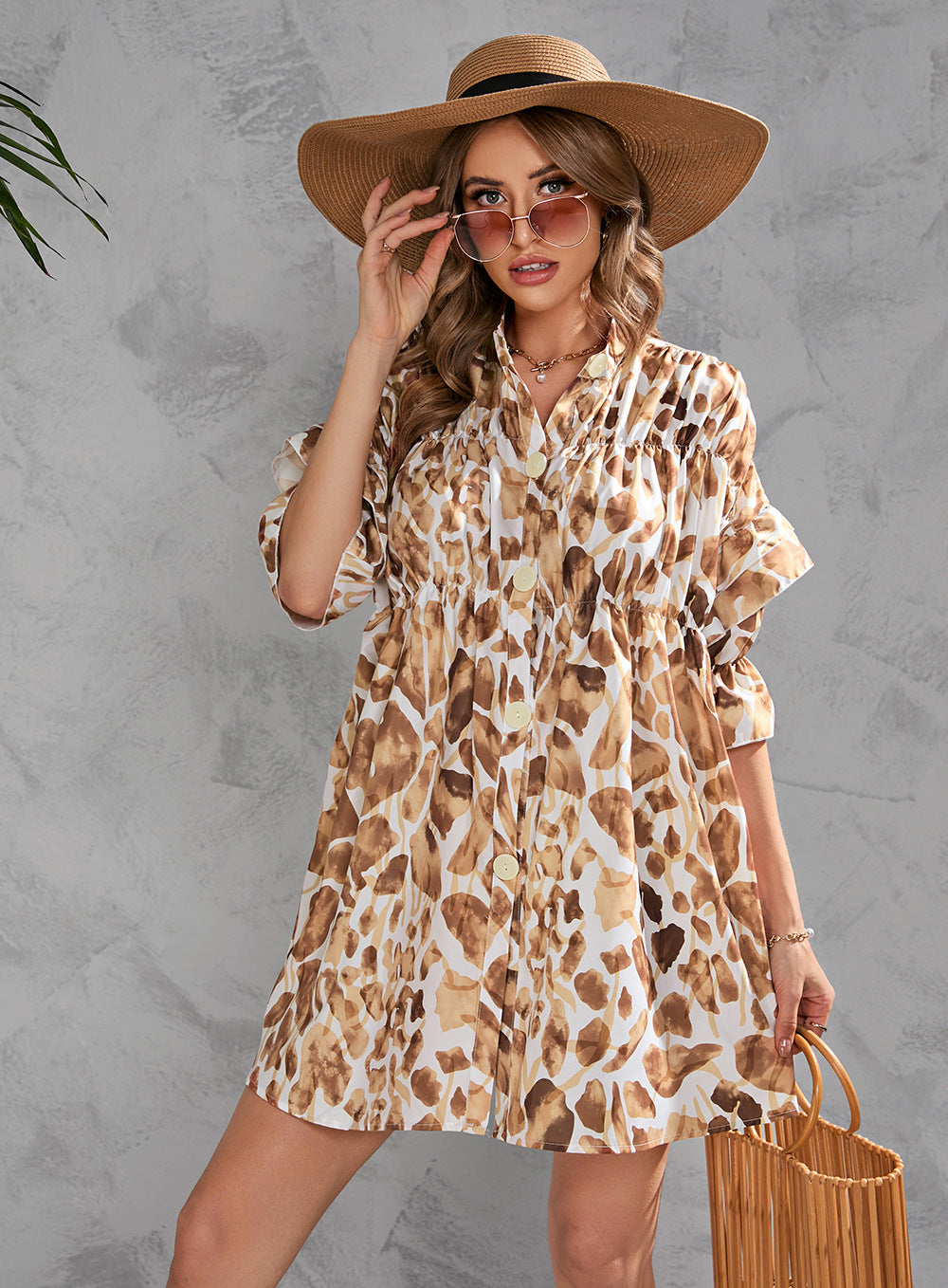 Printed Hilltop Button Down Shirt Dress