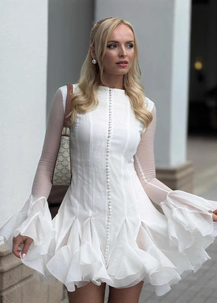 Sheer Celeste Sleeve Ruffle Mini Dress