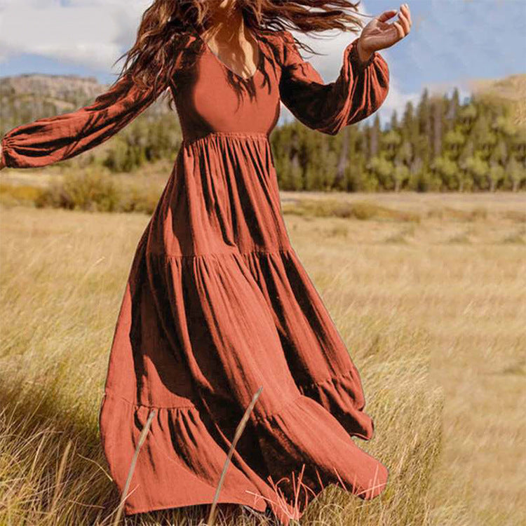 Satin Isadore Tiered Boho Midi Dress FINAL
